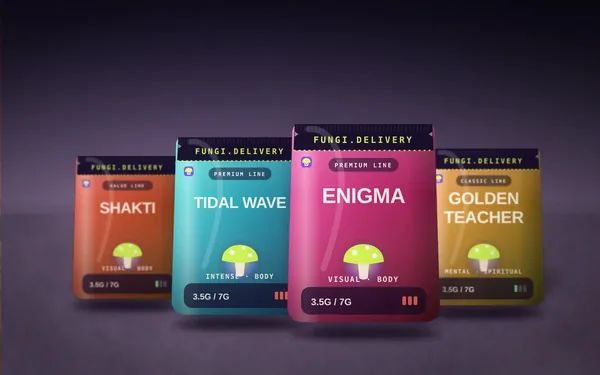 Studio render of four strain pouches