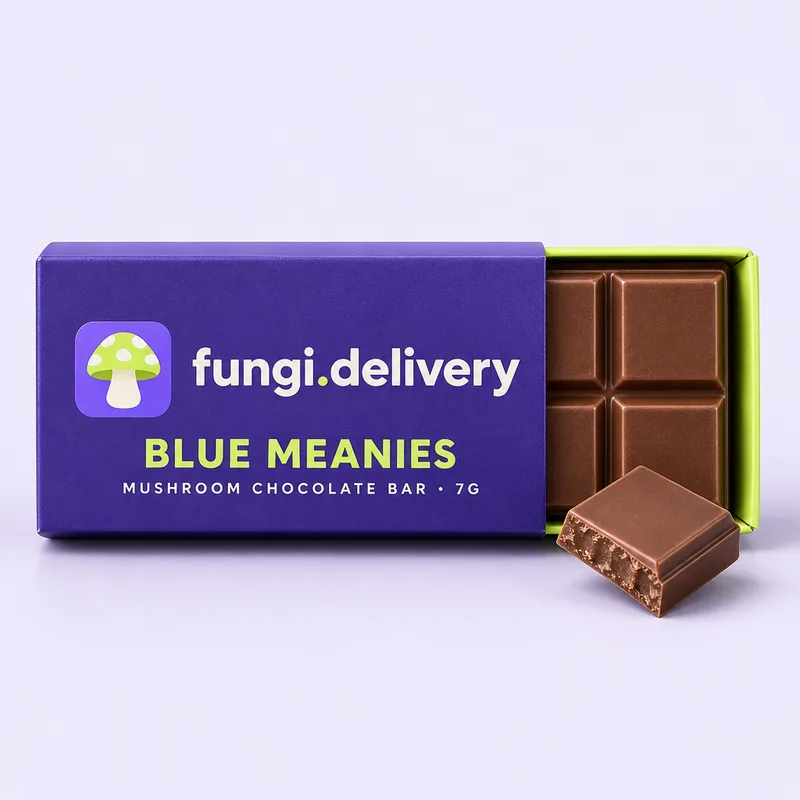 Fungi Chocolate Bar · Blue Meanies packaging