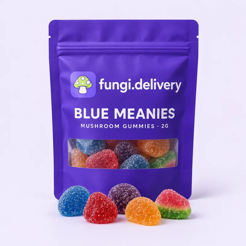 Fungi Gummies · Blue Meanies packaging