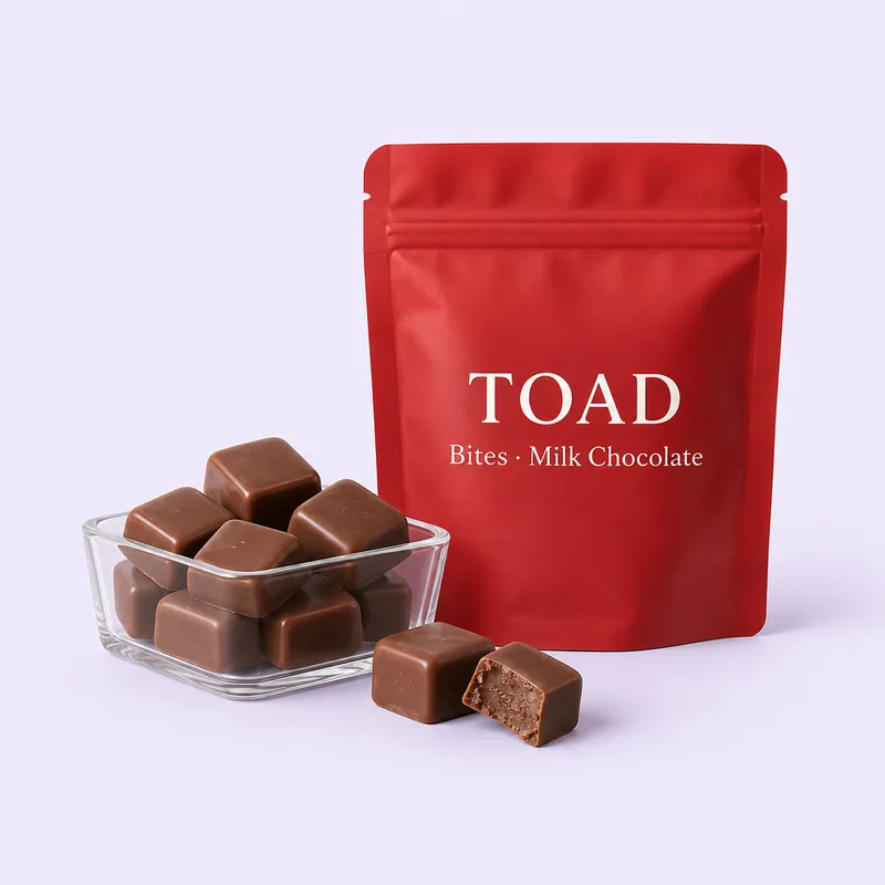 TOAD Bites · Milk Chocolate packaging