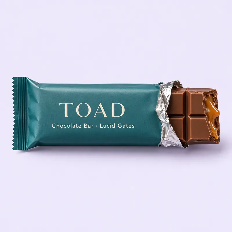 TOAD Chocolate Bar · Lucid Gates packaging